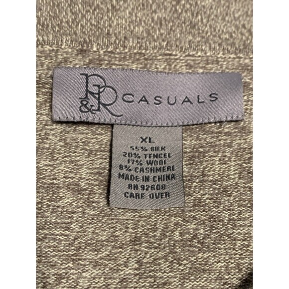 R&R Casuals Sweater Mens XL Brown Long Sleeve Collar Cashmere Wool Silk Pullover - Picture 8 of 15